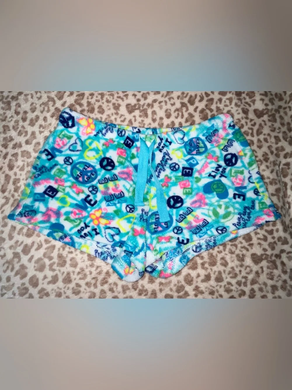 Colorful printed fleece pj shorts